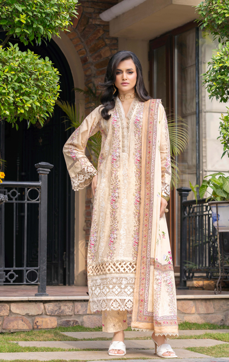Exclusive Emborideried digital print lawn shirt with fancy digitl print dupatta and digital print trouser