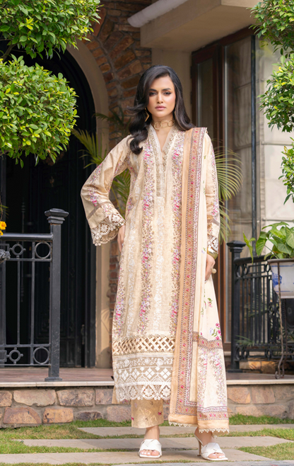 Exclusive Emborideried digital print lawn shirt with fancy digitl print dupatta and digital print trouser