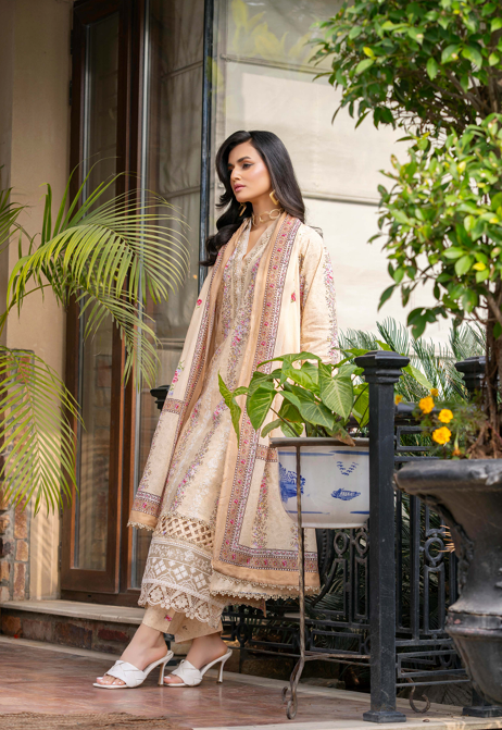 Exclusive Emborideried digital print lawn shirt with fancy digitl print dupatta and digital print trouser