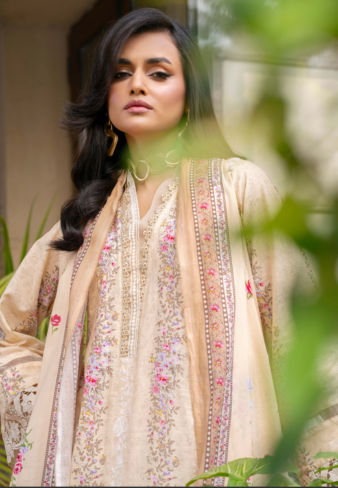 Exclusive Emborideried digital print lawn shirt with fancy digitl print dupatta and digital print trouser