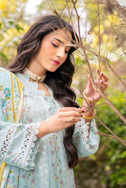 Exclusive Emborideried digital print lawn shirt with fancy digitl print dupatta and digital print trouser