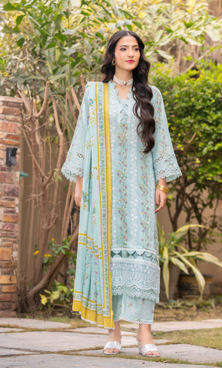 Exclusive Emborideried digital print lawn shirt with fancy digitl print dupatta and digital print trouser