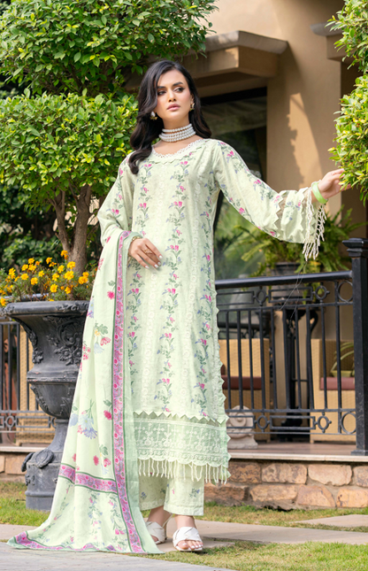 Exclusive Emborideried digital print lawn shirt with fancy digitl print dupatta and digital print trouser