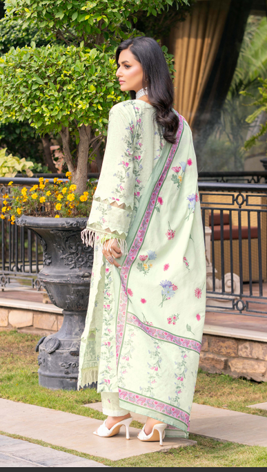 Exclusive Emborideried digital print lawn shirt with fancy digitl print dupatta and digital print trouser