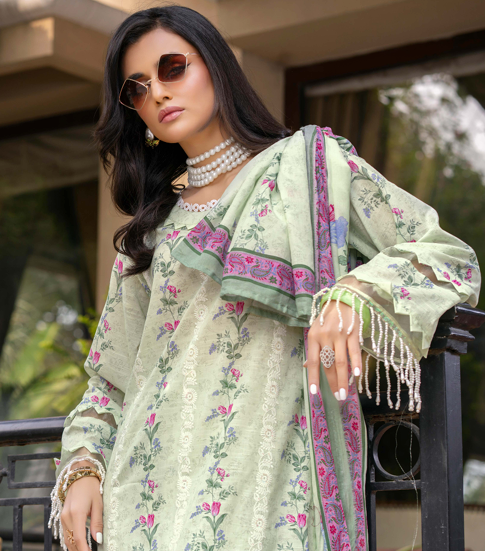 Exclusive Emborideried digital print lawn shirt with fancy digitl print dupatta and digital print trouser