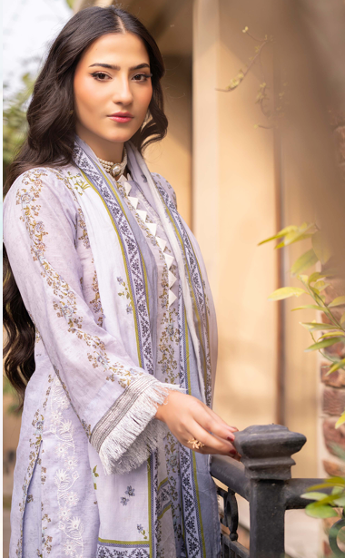 Exclusive Emborideried digital print lawn shirt with fancy digitl print dupatta and digital print trouser