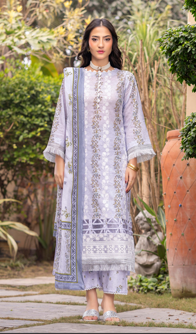 Exclusive Emborideried digital print lawn shirt with fancy digitl print dupatta and digital print trouser