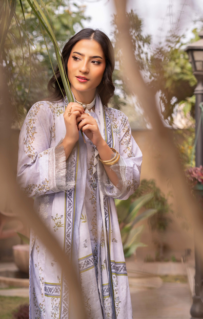 Exclusive Emborideried digital print lawn shirt with fancy digitl print dupatta and digital print trouser