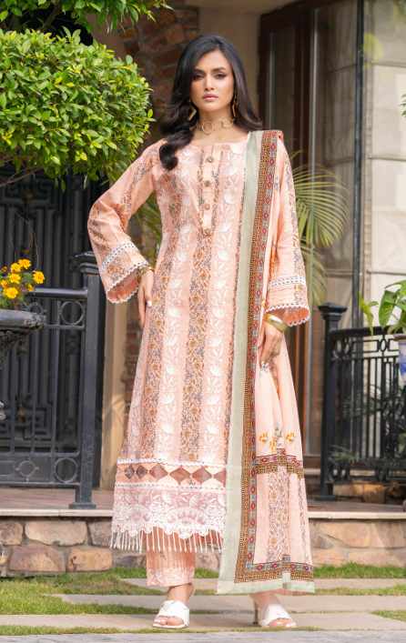 Exclusive Emborideried digital print lawn shirt with fancy digitl print dupatta and digital print trouser