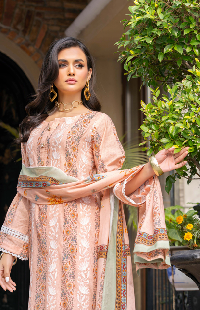 Exclusive Emborideried digital print lawn shirt with fancy digitl print dupatta and digital print trouser