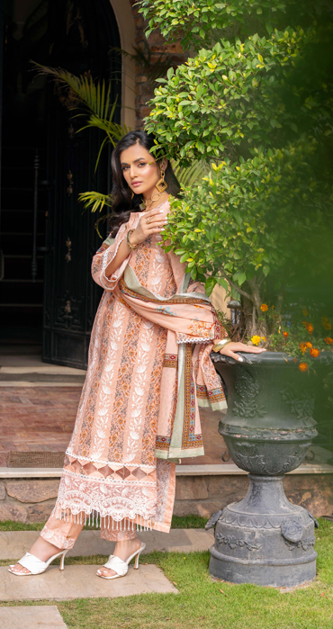 Exclusive Emborideried digital print lawn shirt with fancy digitl print dupatta and digital print trouser