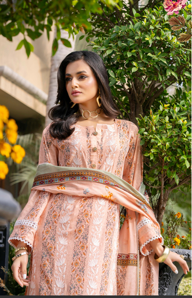Exclusive Emborideried digital print lawn shirt with fancy digitl print dupatta and digital print trouser