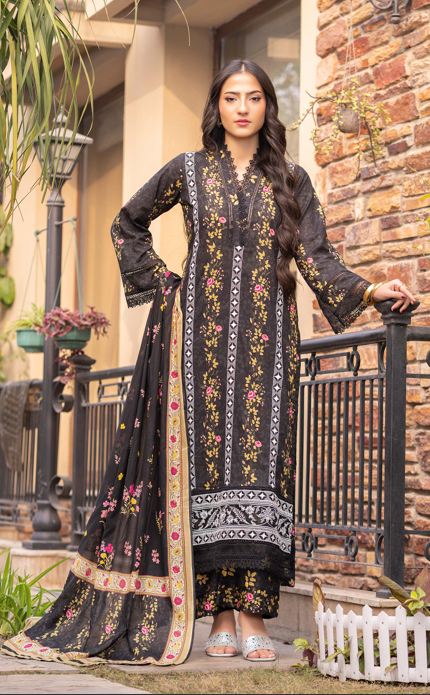 Exclusive Emborideried digital print lawn shirt with fancy digitl print dupatta and digital print trouser