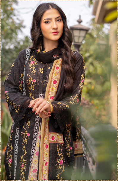 Exclusive Emborideried digital print lawn shirt with fancy digitl print dupatta and digital print trouser