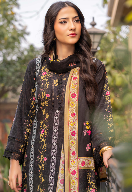 Exclusive Emborideried digital print lawn shirt with fancy digitl print dupatta and digital print trouser