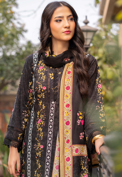 Exclusive Emborideried digital print lawn shirt with fancy digitl print dupatta and digital print trouser