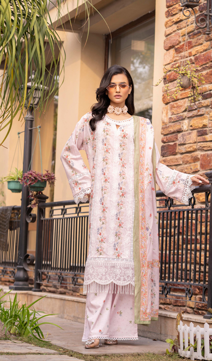 Exclusive Emborideried digital print lawn shirt with fancy digitl print dupatta and digital print trouser