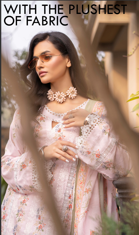 Exclusive Emborideried digital print lawn shirt with fancy digitl print dupatta and digital print trouser