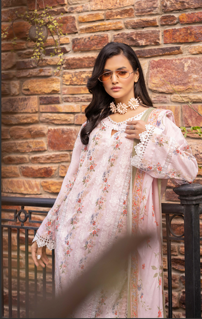 Exclusive Emborideried digital print lawn shirt with fancy digitl print dupatta and digital print trouser