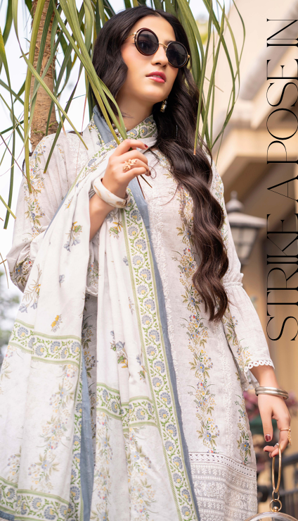 Exclusive Emborideried digital print lawn shirt with fancy digitl print dupatta and digital print trouser