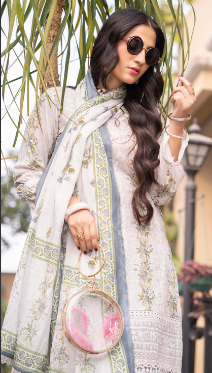 Exclusive Emborideried digital print lawn shirt with fancy digitl print dupatta and digital print trouser