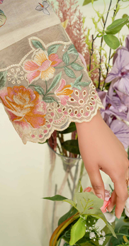 premium embroidered digital lawn shirt ,Emb daman with sleeve fancy patch,digital printed dupatta comfort trouser