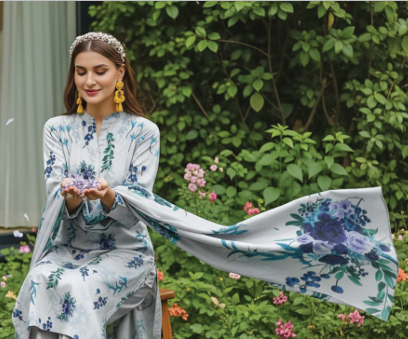 chiffon dupatta ,digital print shirt, comfort trouser