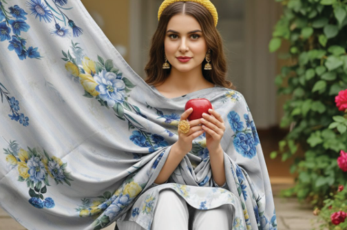 chiffon dupatta ,digital print shirt, comfort trouser