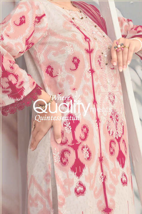 Title Embroidered slub lawn shirt,Emb printed dupatta, printed trouser