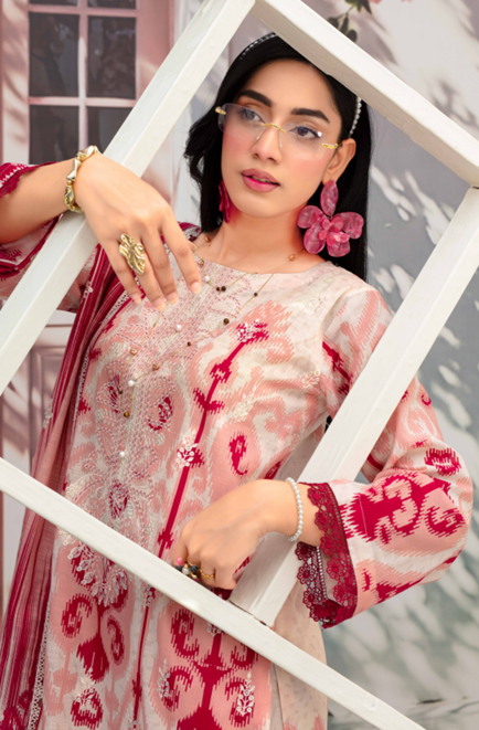 Title Embroidered slub lawn shirt,Emb printed dupatta, printed trouser