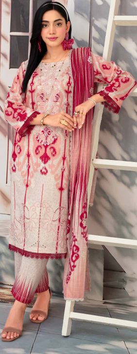 Title Embroidered slub lawn shirt,Emb printed dupatta, printed trouser
