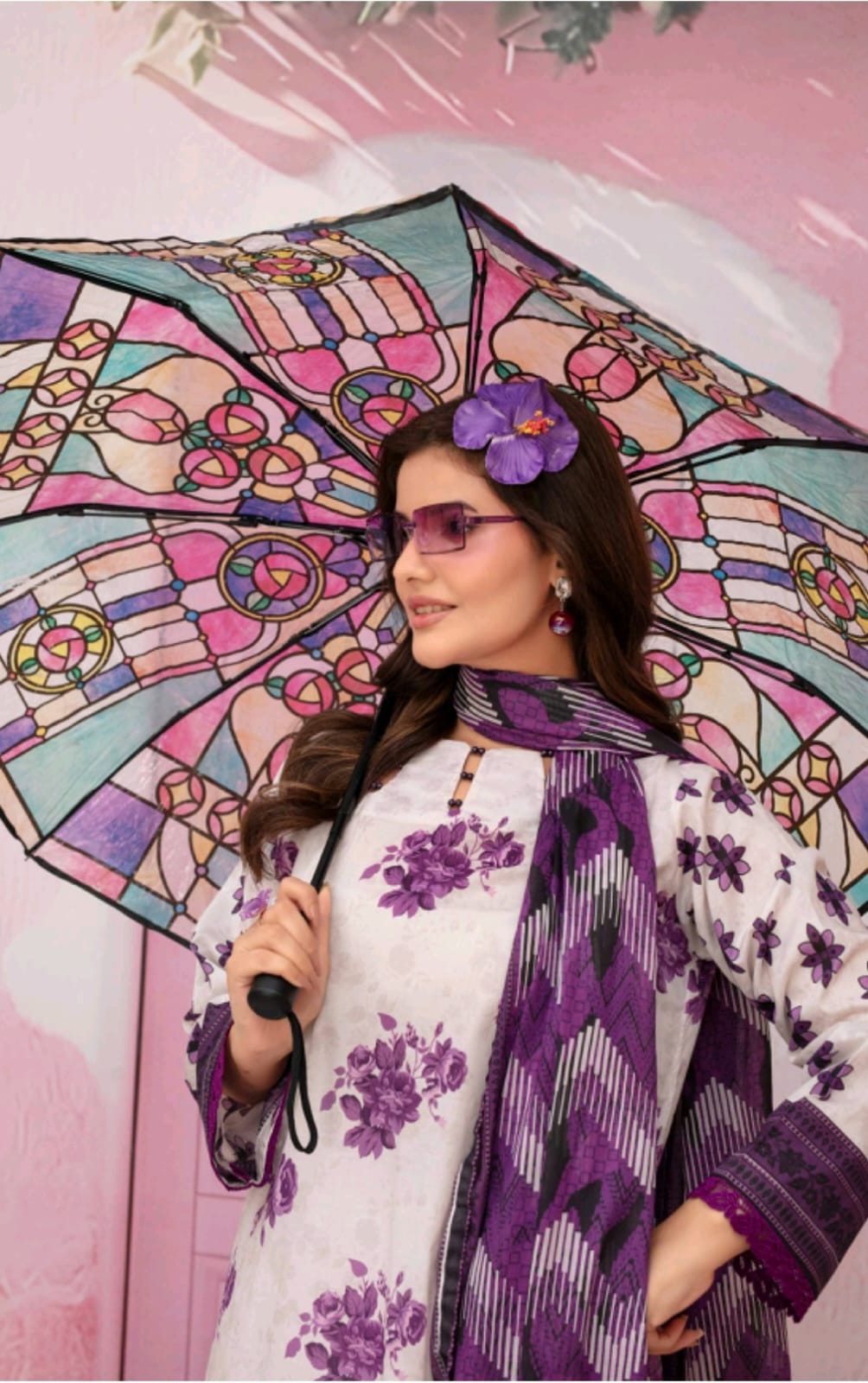 premium lawn printed shirt,lawn printed voile dupatta,plain trouser