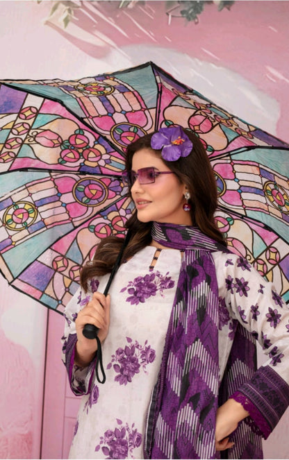 premium lawn printed shirt,lawn printed voile dupatta,plain trouser