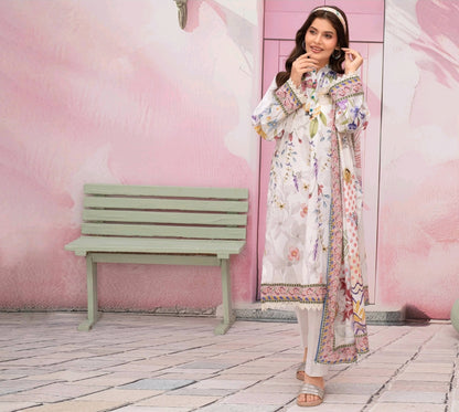 premium lawn printed shirt,lawn printed voile dupatta,plain trouser