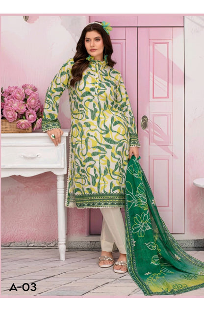 premium lawn printed shirt,lawn printed voile dupatta,plain trouser