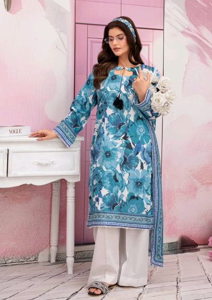premium lawn printed shirt,lawn printed voile dupatta,plain trouser