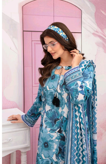 premium lawn printed shirt,lawn printed voile dupatta,plain trouser